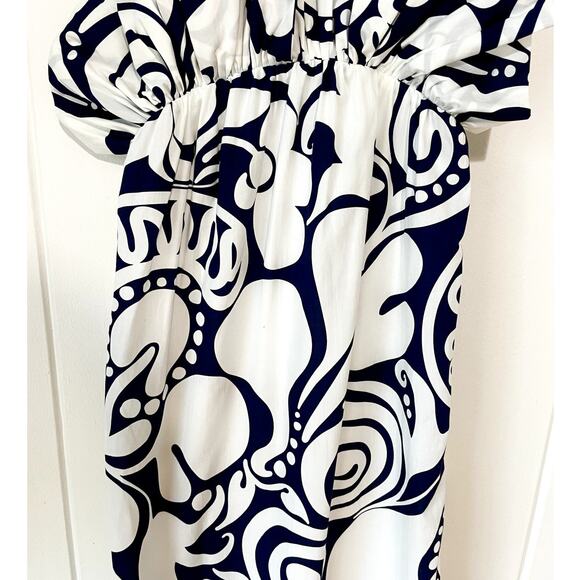 NWT Mara Hoffman Raquel Maxi Strap Floral Dress White Navy V neck Size 2 - Picture 7 of 11